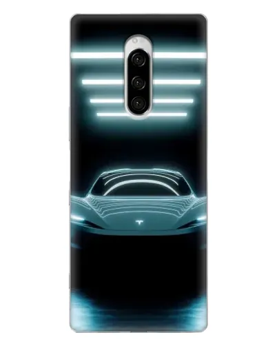 Чехол для Sony Xperia 1 с картинкой «Tesla в неоне»