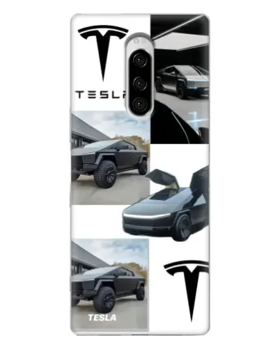 Чехол для Sony Xperia 1 с картинкой «Коллаж Cybertruck Tesla»