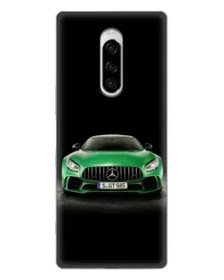 Чехол для Sony Xperia 1 с картинкой «Mercedes — неоновый лого»