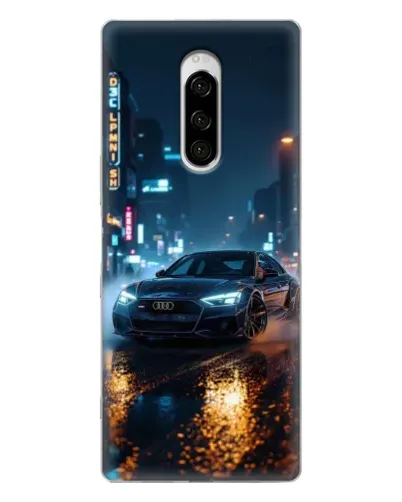 Чехол для Sony Xperia 1 с картинкой «Ночной город и Audi»