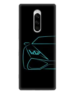 Чехол для Sony Xperia 1 с картинкой «Голубой силуэт Lamborghini»