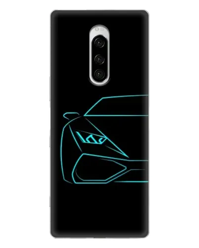 Чехол для Sony Xperia 1 с картинкой «Голубой силуэт Lamborghini»