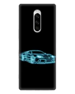 Чехол для Sony Xperia 1 с картинкой «Неоновый контур Lamborghini»