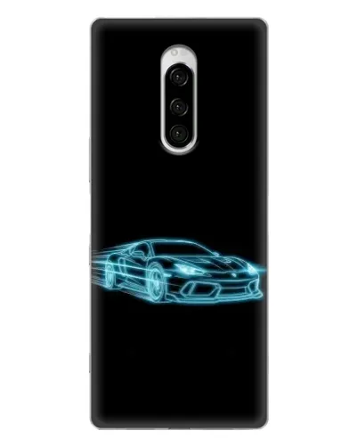 Чехол для Sony Xperia 1 с картинкой «Неоновый контур Lamborghini»