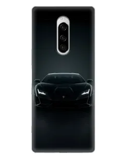 Чехол для Sony Xperia 1 с картинкой «Черный Lamborghini Aventador»