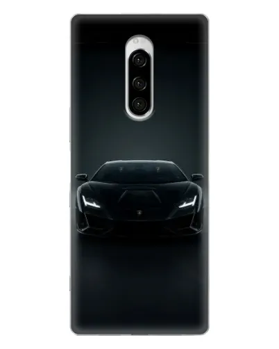 Чехол для Sony Xperia 1 с картинкой «Черный Lamborghini Aventador»