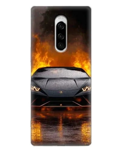 Чехол для Sony Xperia 1 с картинкой «Lamborghini в огне»