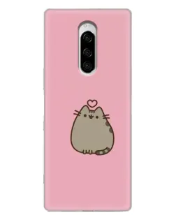 Чехол для Sony Xperia 1 с картинкой «Pusheen сердце»