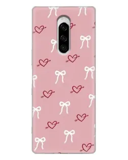 Чехол для Sony Xperia 1 с картинкой «Сердца и банты»