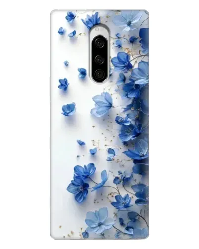 Чехол для Sony Xperia 1 с картинкой «Голубой цветочный каскад»