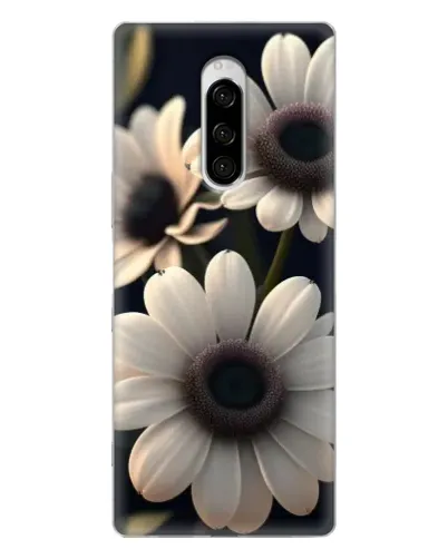 Чехол для Sony Xperia 1 с картинкой «Белые маргаритки макро»