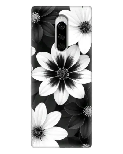 Чехол для Sony Xperia 1 с картинкой «Монохромные астры»