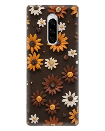 Чехол для Sony Xperia 1 с картинкой «Узор из маленьких подсолнухов»