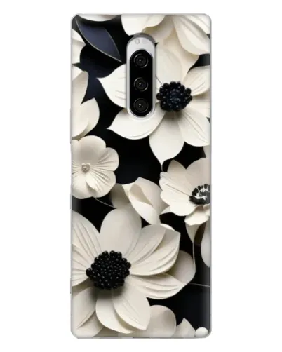 Чехол для Sony Xperia 1 с картинкой «Объемные белые цветы»