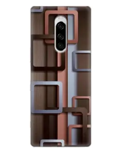 Чохол для Sony Xperia 1 з картинкою «Коричневі об'ємні квадрати»
