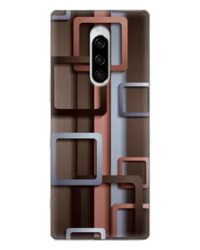 Чехол для Sony Xperia 1 с картинкой «Коричневые объемные квадраты»