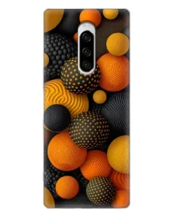 Чехол для Sony Xperia 1 с картинкой «Объемные оранжевые сферы»