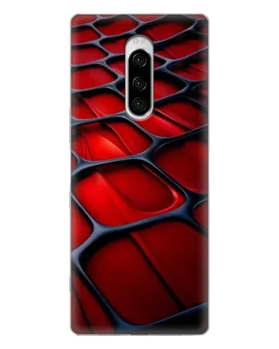 Чехол для Sony Xperia 1 с картинкой «Красная глянцевая сетка»