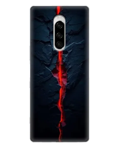 Чехол для Sony Xperia 1 с картинкой «Kрасная лавовая трещина»