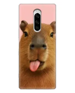 Чохол для Sony Xperia 1 з картинкою «Капібара з язиком»