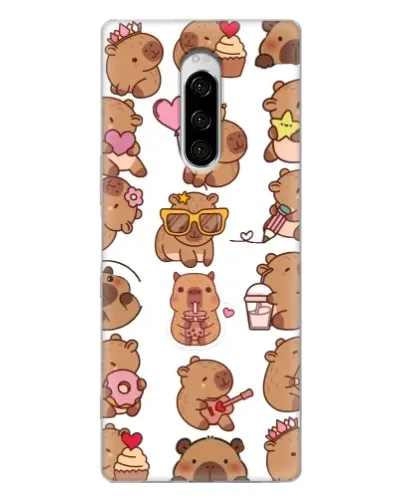Чехол для Sony Xperia 1 с картинкой «Стикерпак с капибарами»