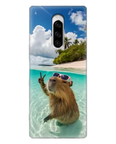Чехол для Sony Xperia 1 с картинкой «Капибара на море»