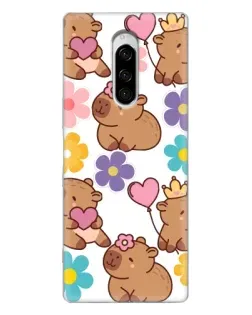 Чохол для Sony Xperia 1 з картинкою «Квітковий паттерн капібар»