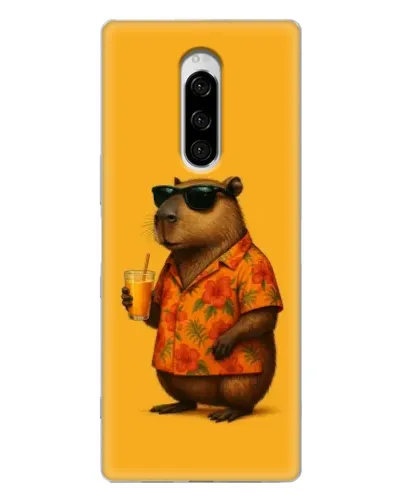 Чехол для Sony Xperia 1 с картинкой «Капибара на отдыхе»