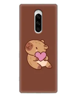 Чохол для Sony Xperia 1 з картинкою «Капібара з серцем»
