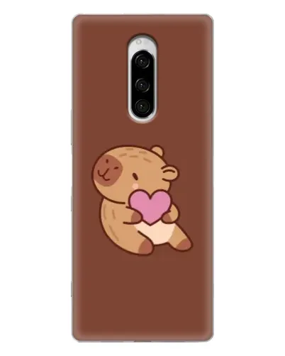 Чехол для Sony Xperia 1 с картинкой «Капибара с сердцем»
