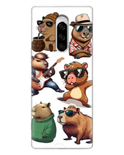 Чехол для Sony Xperia 1 с картинкой «Крутые капибары музыканты»