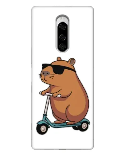 Чехол для Sony Xperia 1 с картинкой «Капибара на самокате»