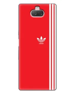 Чехол для Sony Xperia 10 с картинкой «Красный минимализм Adidas»