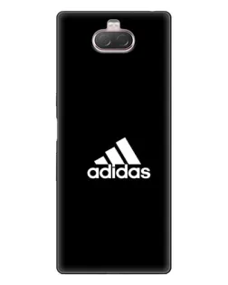 Чехол для Sony Xperia 10 с картинкой «Черная классика Adidas»