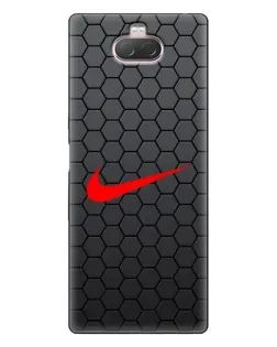 Чохол для Sony Xperia 10 з картинкою «Nike — карбонова сітка»