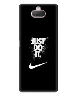 Чехол для Sony Xperia 10 с картинкой «Текстовый принт Nike»