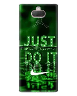 Чехол для Sony Xperia 10 с картинкой «Зеленый неоновый Nike»
