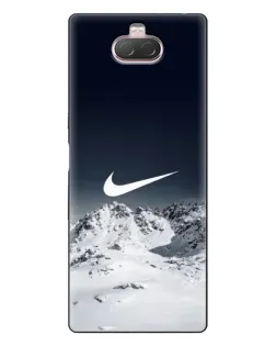 Чехол для Sony Xperia 10 с картинкой «Nike — зимние горы»