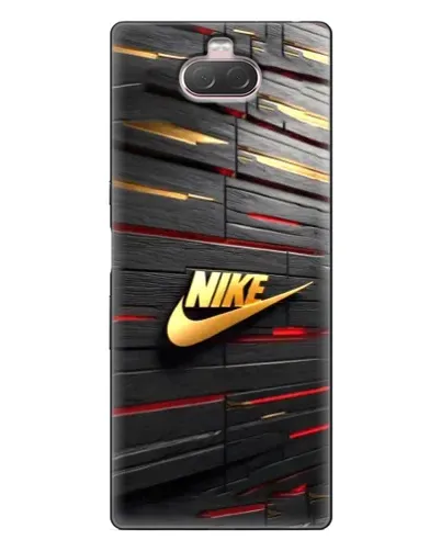 Чехол для Sony Xperia 10 с картинкой «Золотой Nike на металле»