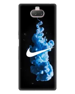 Чехол для Sony Xperia 10 с картинкой «Nike и синий дым»