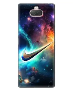 Чехол для Sony Xperia 10 с картинкой «Космический Nike Swoosh»