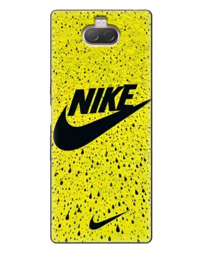 Чехол для Sony Xperia 10 с картинкой «Желтый текстурный Nike»