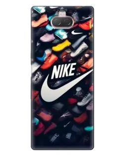 Чехол для Sony Xperia 10 с картинкой «Коллекция кроссовок Nike»