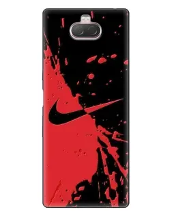 Чехол для Sony Xperia 10 с картинкой «Красные брызги Nike»