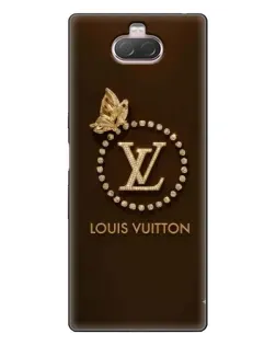 Чехол для Sony Xperia 10 с картинкой «LV — золотая печать»