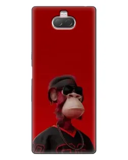 Чохол для Sony Xperia 10 з картинкою «Bored Ape в червоному»