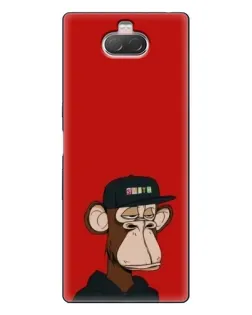 Чохол для Sony Xperia 10 з картинкою «Bored Ape — червоний фон»