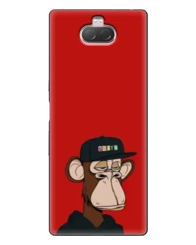Чохол для Sony Xperia 10 з картинкою «Bored Ape — червоний фон»
