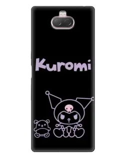 Чохол для Sony Xperia 10 з картинкою «Kuromi — чорний мінімалізм»