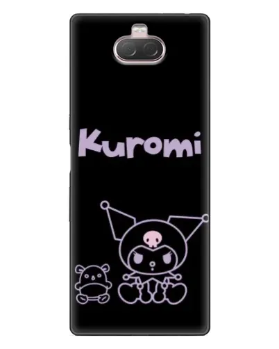 Чехол для Sony Xperia 10 с картинкой «Kuromi — черный минимализм»
